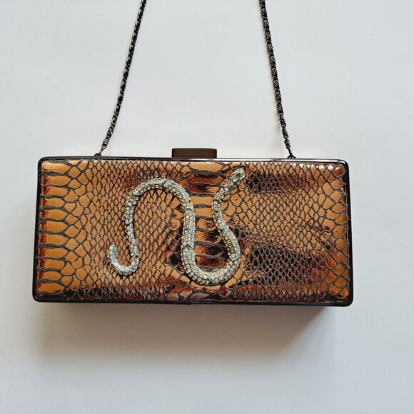 Women Snake Bag Purse Evening Clutch on a Chain - Picture 2 of 16